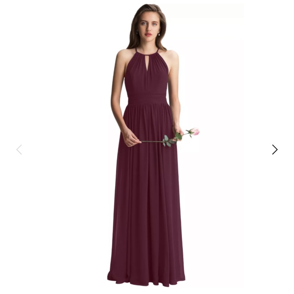 Wine Chiffon Keyhole A-line Dress
